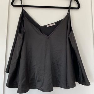 ZARA tank crop top black, Silk effect
